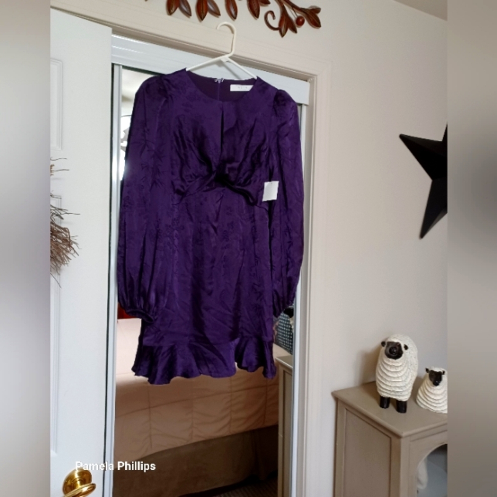 Astr Purple Open Front Ruffled Bottom Dress